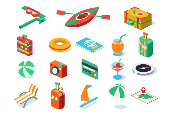 Travel Icons Isometric Design
