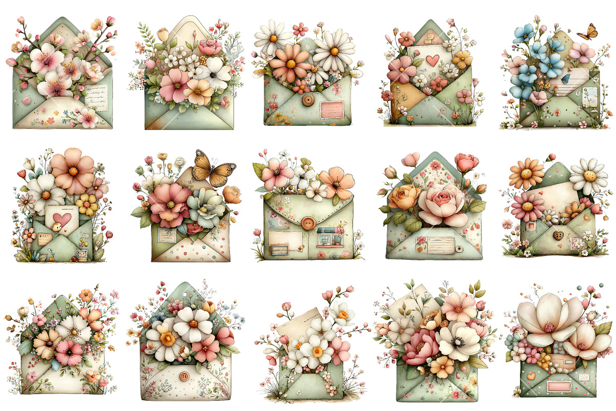 Whimsical Spring Envelope Clipart, an Illustration by OK Design (Photo 3 of 6)