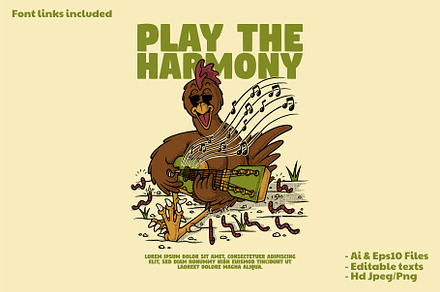 chicken playing acoustic guitar