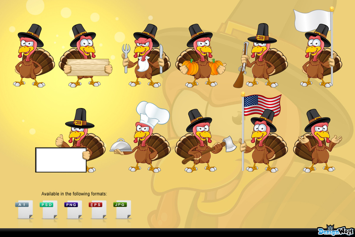 Thanksgiving Turkey Character, an Animal Illustration by DesignWolf (Photo 2 of 2)