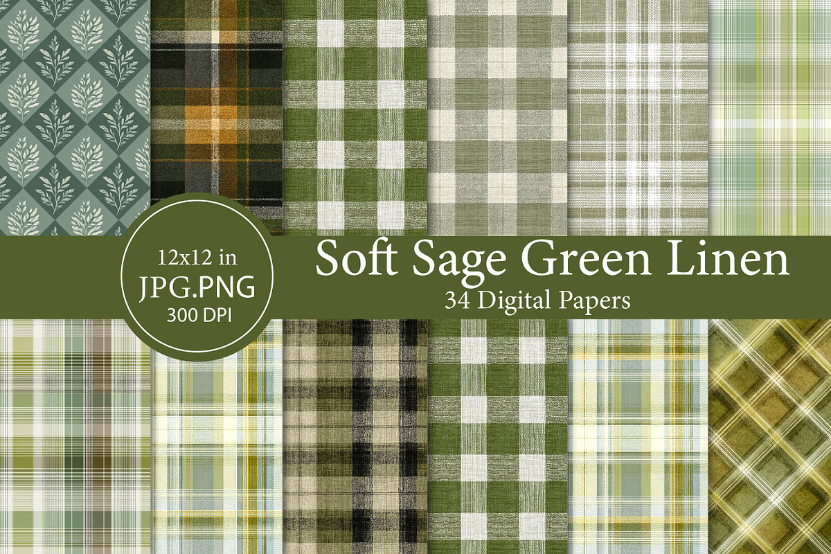 Soft sage green linen pattern, an Illustration by Designworld (Photo 1 of 5)