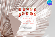 Red Bow Strawberry Birthday Invite, a Templates & Theme by Digital_Mind (Thumbnail 1 of 3)