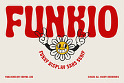 Funkio - Funky Display Sans Font, a Sans Serif Font by Sekyra Lab (Thumbnail 1 of 10)