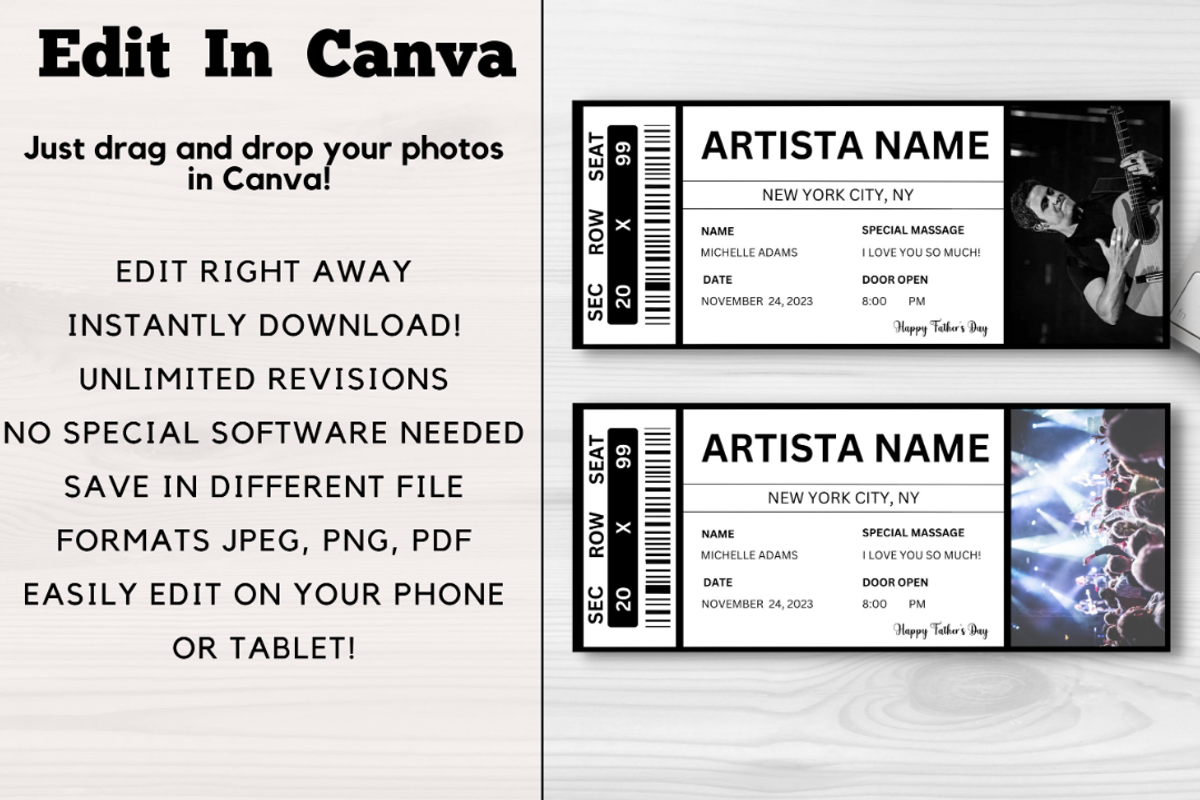 Editable Concert Ticket Template, an Invitation Template by YasdeyDesigns (Photo 5 of 9)