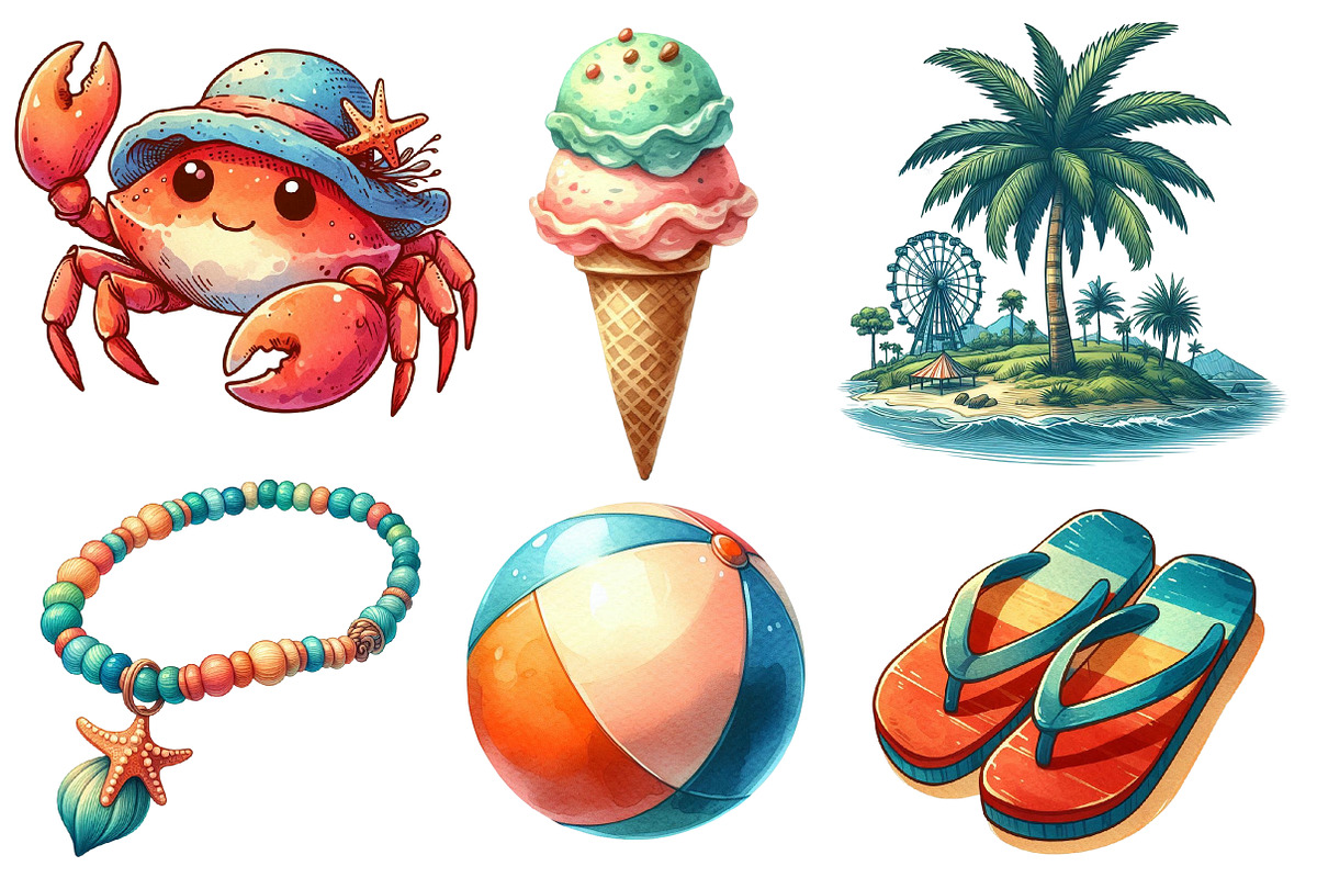 Coastal Summer Sublimation Clipart, an Illustration by Designworld (Photo 3 of 6)