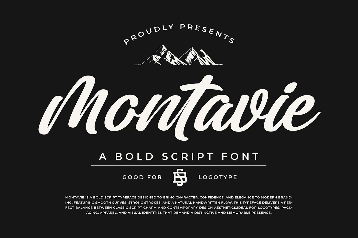 Montavie - Bold Script Typeface, a Script Font by Blankids Studio (Photo 1 of 9)