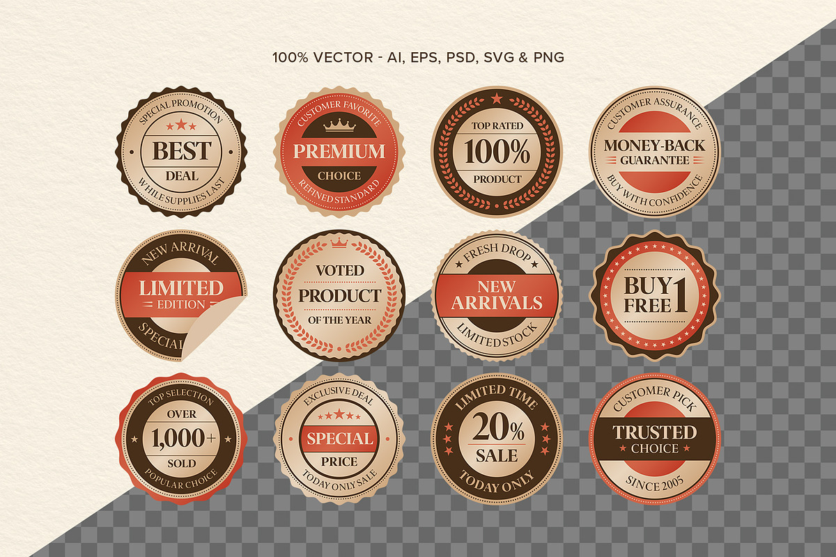 Vintage Marketing Badge Vector Set, an Object Graphic by DesignerCandies (Photo 3 of 6)