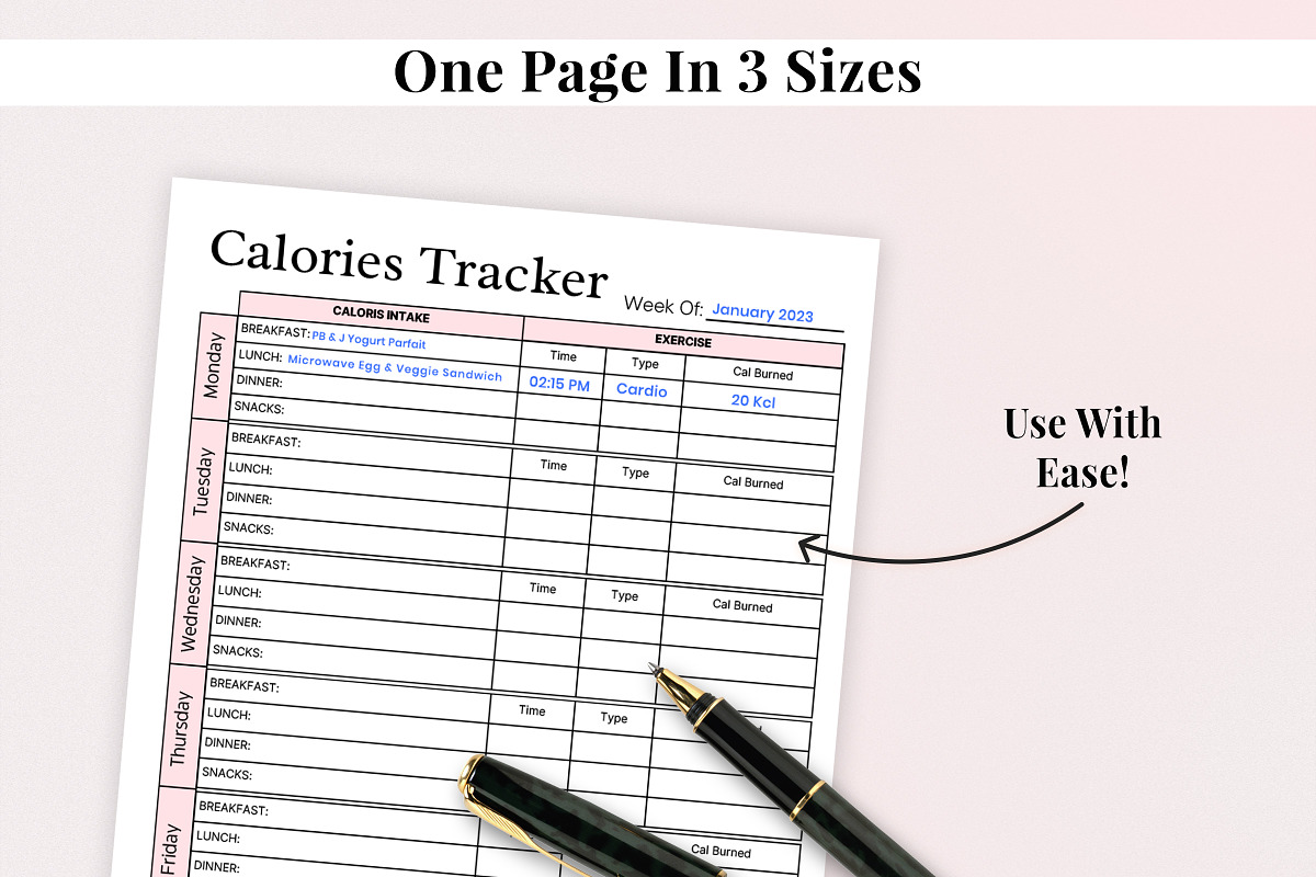 Calorie Counting, Calorie Tracker, a Print Template by Snapybiz