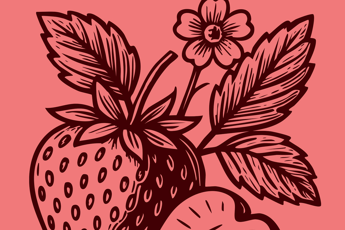 Woodcut-Style Strawberries, a Food Illustration by Electric Ink (Photo 2 of 2)