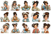 Whimsical Spring Coffee Girl Clipart, an Illustration by OK Design (Thumbnail 3 of 6)
