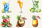 Watercolor Summer Drinks Clipart, an Illustration by OK Design (Thumbnail 2 of 5)