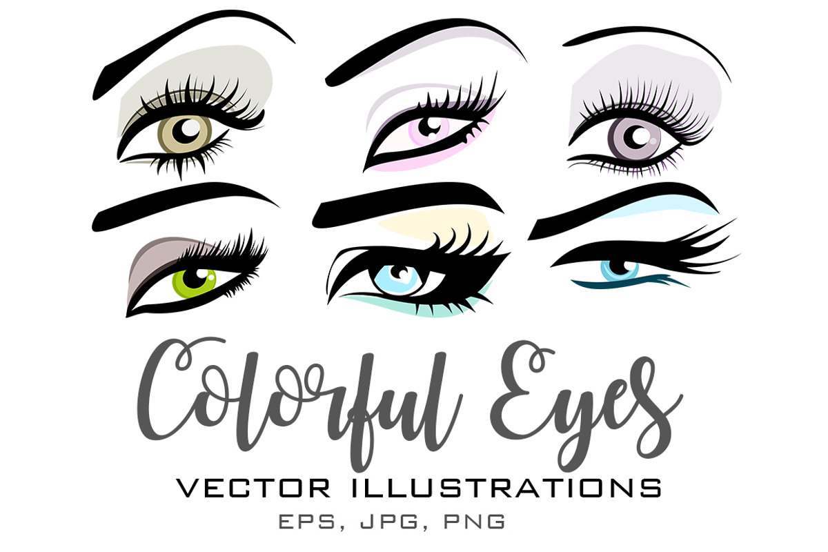 Colorful Eyes Vector Set, an Illustration by esylvia (Photo 1 of 3)