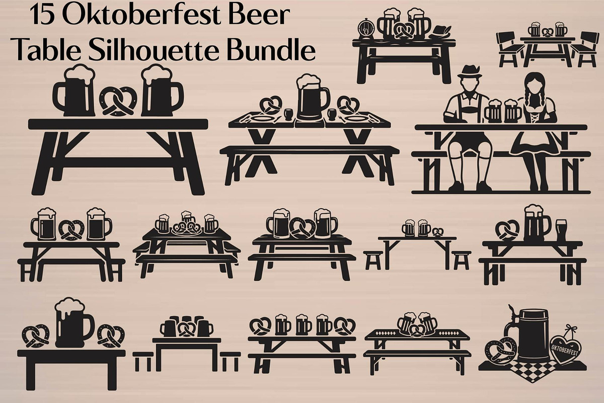 Oktoberfest Beer Table Silhouette, an Object Graphic by Gfx_Store (Photo 16 of 16)