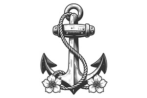 Nautical Anchor With Rope And, an Object Illustration by AlexArt