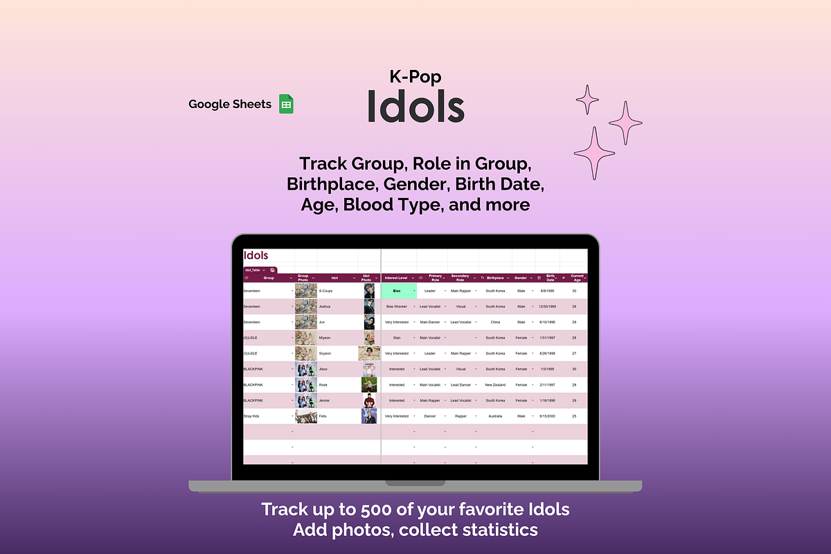 K-Pop Tracker - Google Sheets preview 3