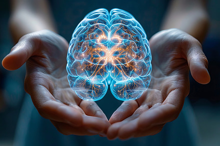 View of a woman holding encephalography brain, autism, Stroke, E, a Health & Medical Photo by AS photostudio