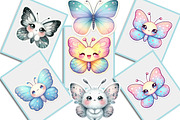 Kawaii Butterfly Stickers Bundle, an Illustration by Creative Art (Thumbnail 6 of 7)