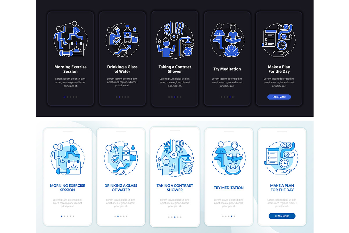 Daily routine mobile app screen, a Templates & Theme by IMG visuals icons
