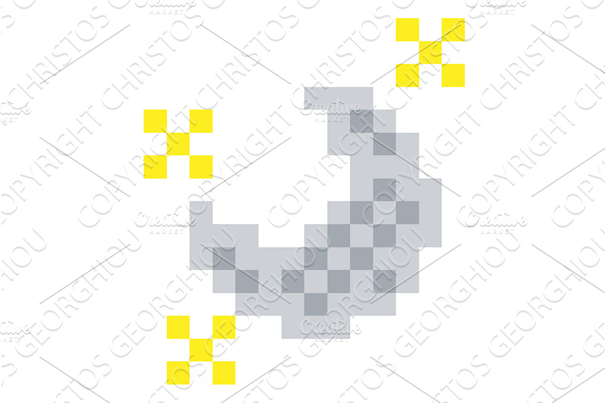 Moon and Stars Pixel 8 Bit Video, an Object Illustration by Christos Georghiou