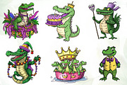 Mardi Gras Crocodile Clipart, an Illustration by CreationArt (Thumbnail 2 of 5)