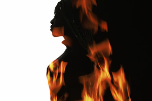 Burning silhouette stress anxiety fire flame woman, a Person Photo by Photo Drive Studio