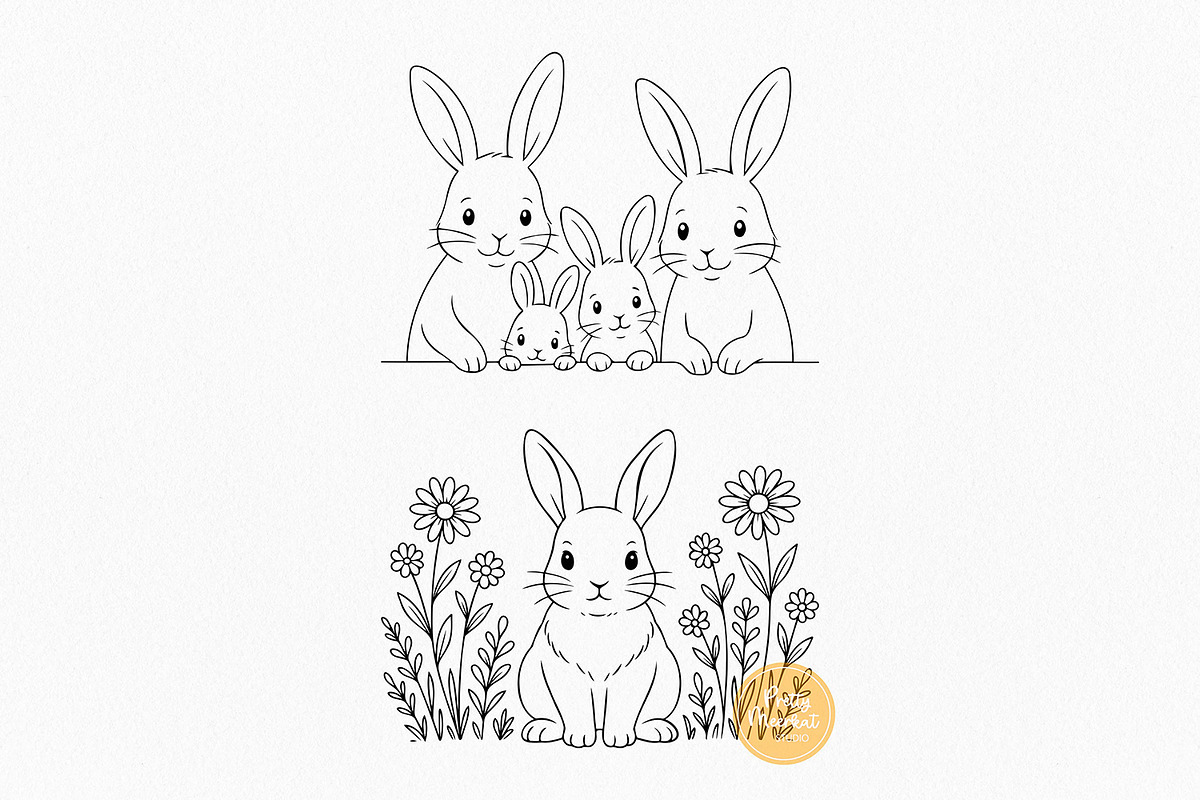 Cute Easter Clipart Bundle, Line Art, a Seasonal Illustration by Pretty Meerkat (Photo 6 of 7)