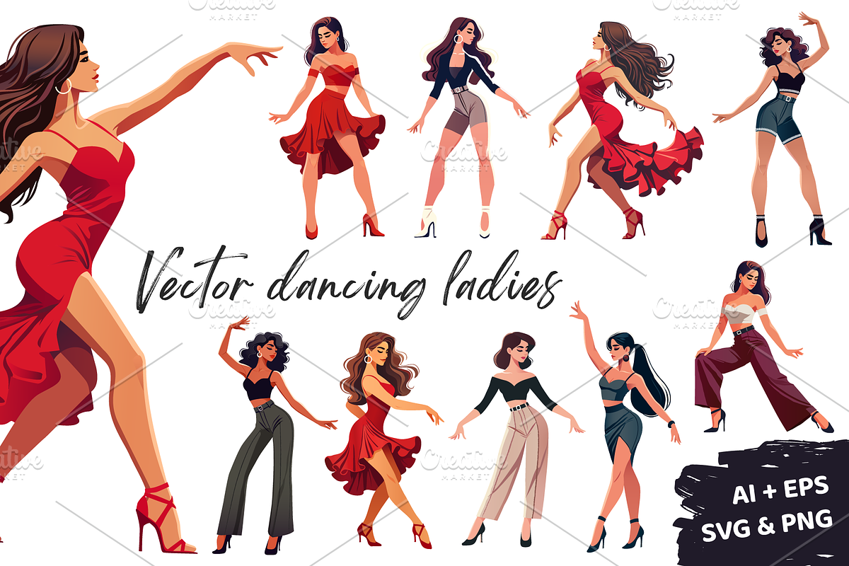 Vector Dancing Women Illustrations, a Person Illustration by Art of Sun (Photo 1 of 3)