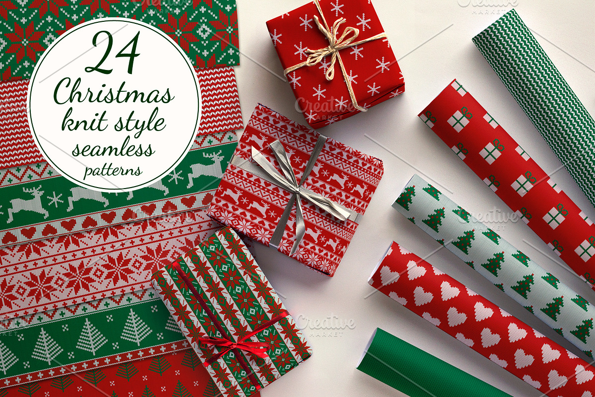 Christmas knit, seamless patterns, a Pattern Graphic by Sveta Aho (Photo 1 of 4)