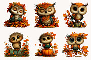 Whimsical Autumn Fall Owl Clipart, a Seasonal Illustration by Designworld (Thumbnail 5 of 10)