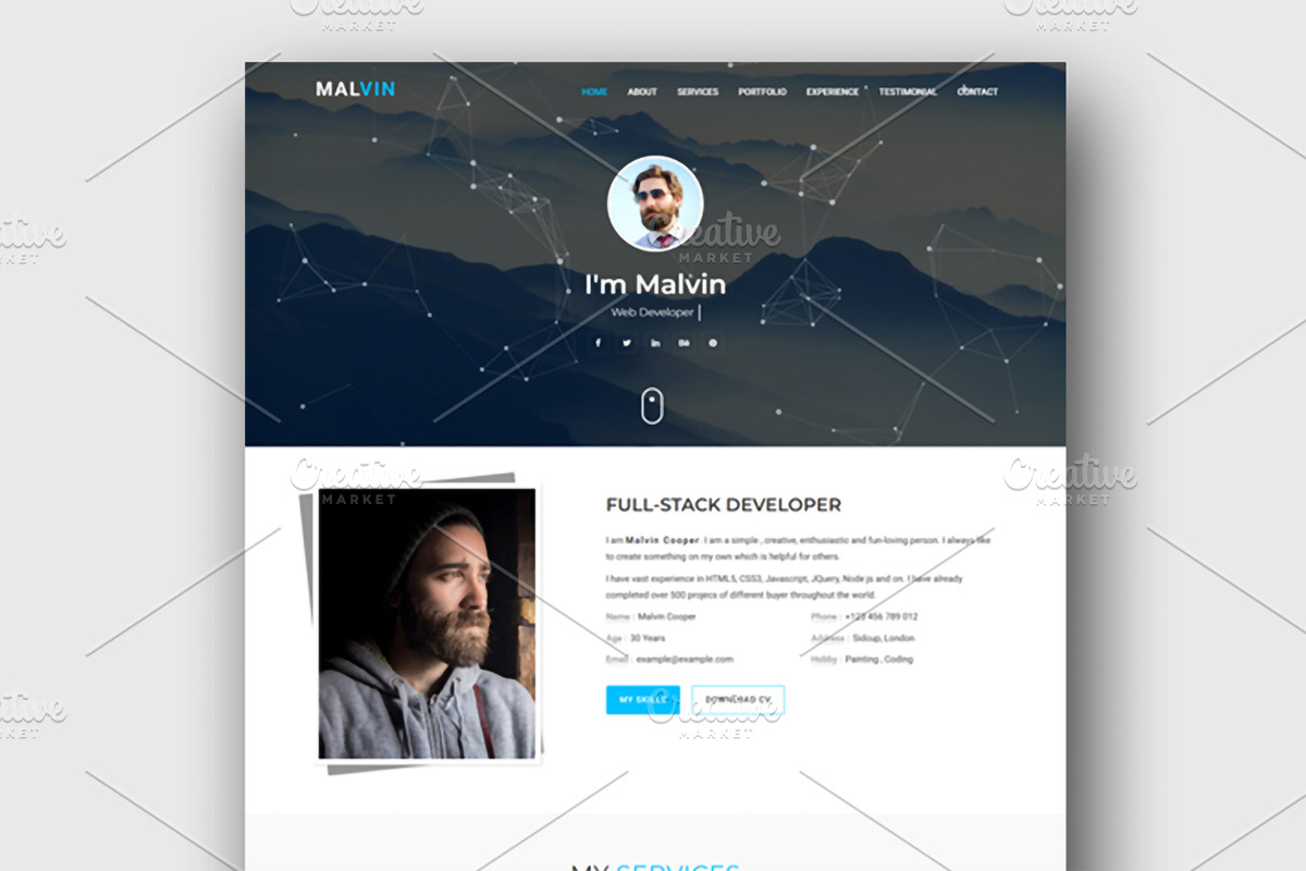 Personal Portfolio Landing Page, a Landing Page Template by nandinigraphics (Photo 2 of 3)