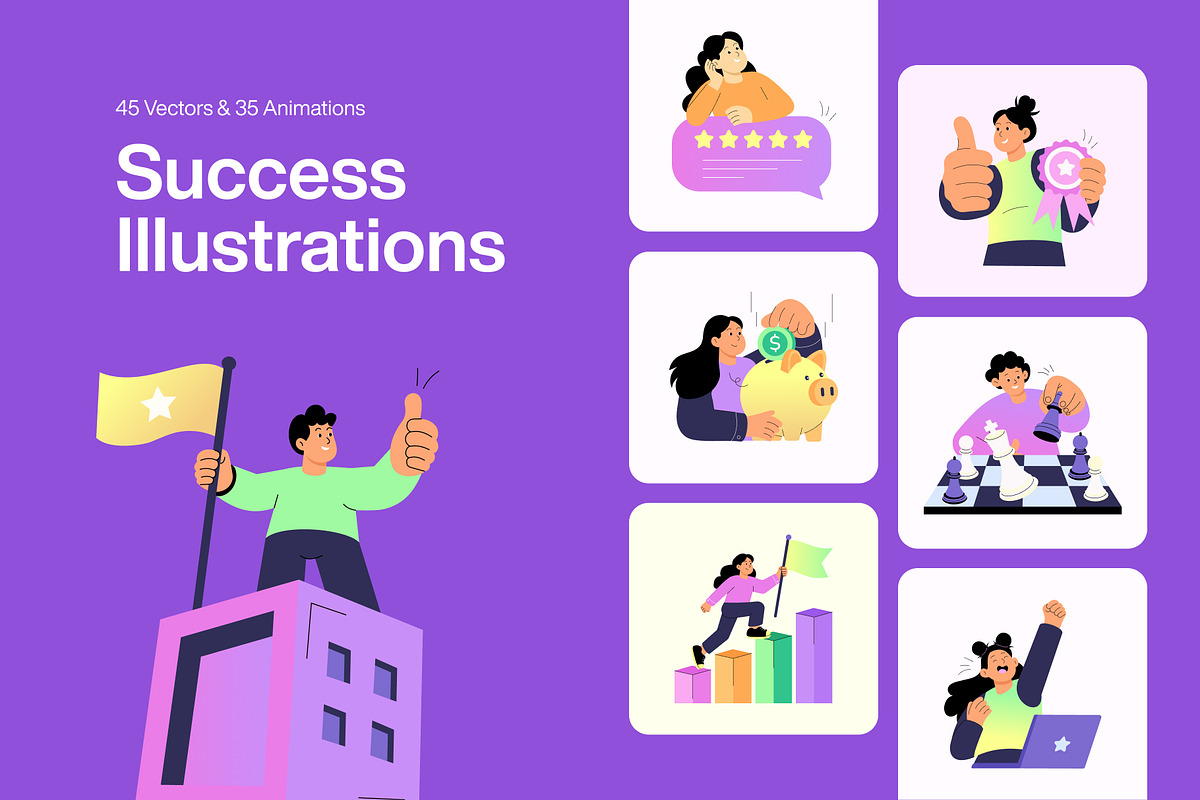 80 Success Illustration Bundle, a Person Illustration by Prosymbols (Photo 1 of 11)