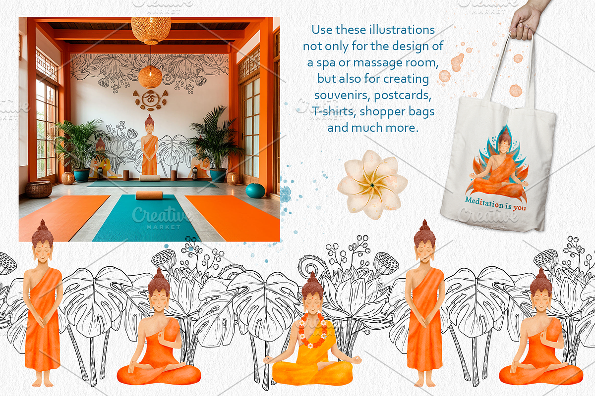 Buddha watercolor clip art, an Illustration by ARTerria (Photo 11 of 15)