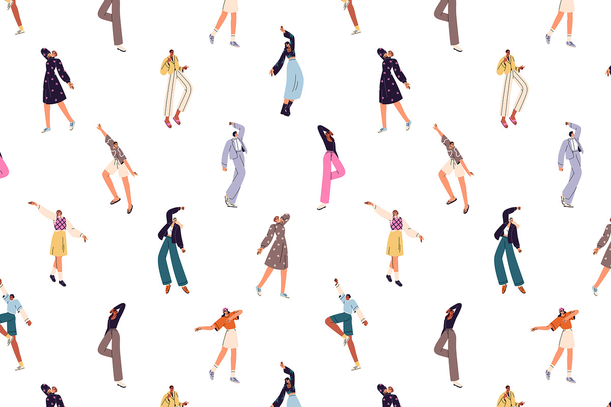 People dance set + seamless patterns, a Person Illustration by PaperTrident (Photo 8 of 8)
