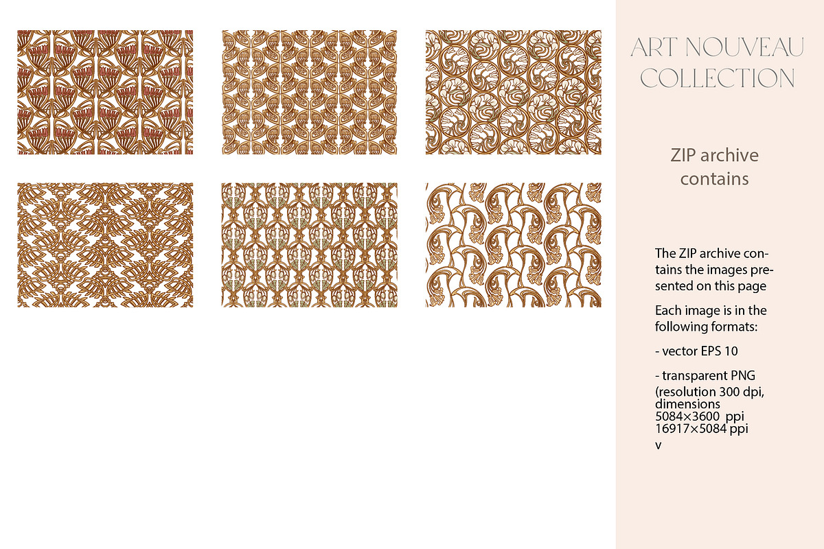 Art Nouveau Seamless Patterns Set, a Pattern Graphic by Elen-Lane (Photo 6 of 6)