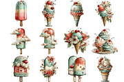Whimsical Summer Ice Cream Clipart, an Illustration by DreamArtGraphic (Thumbnail 4 of 5)