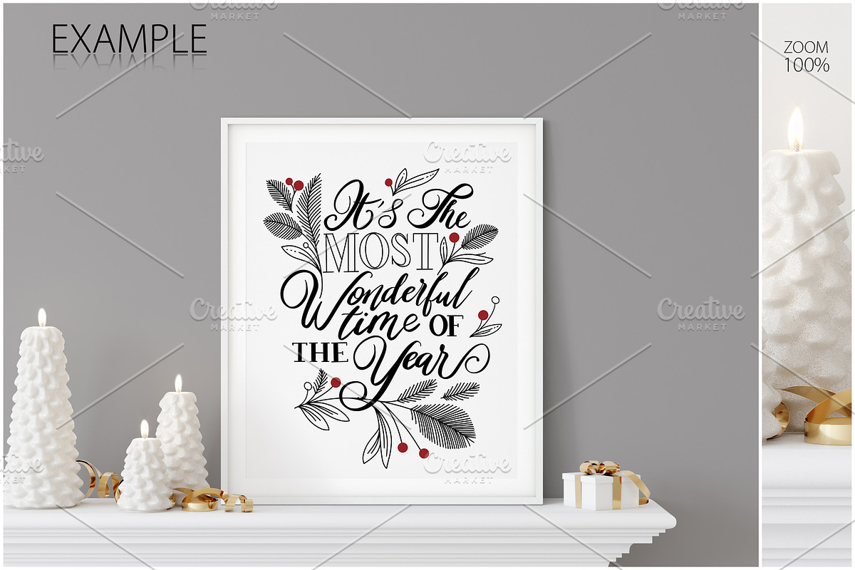 Christmas Frame & Wall Mockup Bundle, a Print Template by Yuri-U (Photo 13 of 22)
