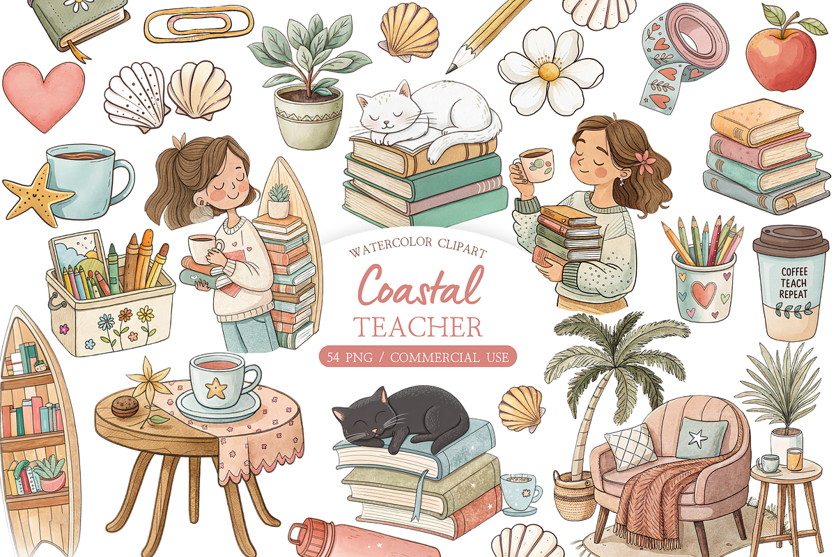 Watercolor Teacher Clipart, a Decorative Illustration by MockupWizard (Photo 1 of 6)