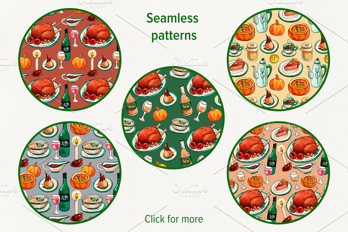 Thanksgiving Day dinner set, a Food Illustration by Ekaterina Goncharova (Photo 3 of 5)
