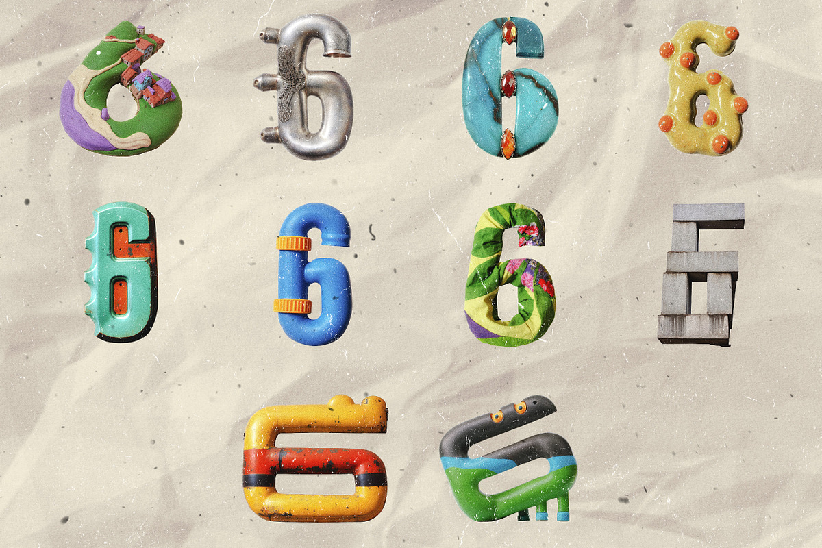 100 Stylized Numbers for Collage Art, an Object Graphic by Megan Aili Designs (Photo 7 of 12)