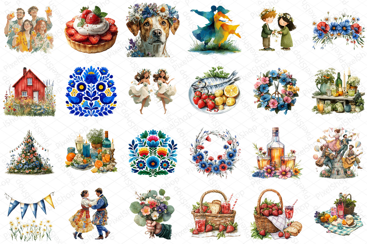 Swedish Midsummer Party Clipart, an Illustration by DreamPrint404 (Photo 2 of 4)