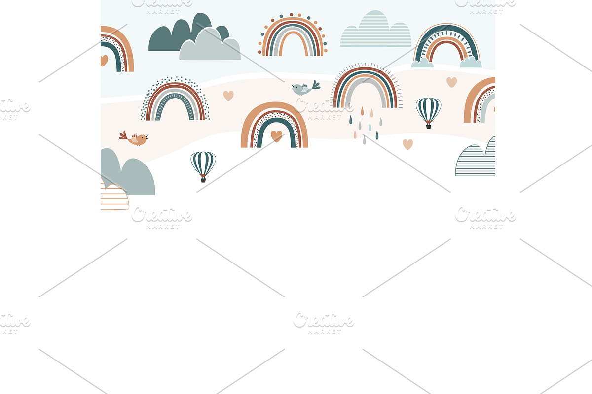 Cute Boho Rainbow frame border with, an Illustration by Toltemara