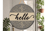 Hello Round Door Hanger SVG, a Graphic by Libby Wishes (Thumbnail 1 of 3)