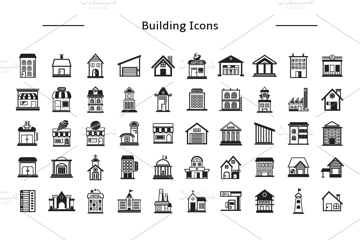 100 Building Icons, an Icon by Designfour