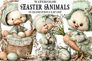 Whimsical Easter Animals Clipart PNG, an Illustration by Designking (Thumbnail 1 of 5)