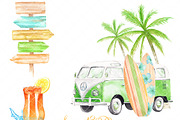 Camper van and surf boards cliparts, an Illustration by Sweet sweet design (Thumbnail 3 of 7)