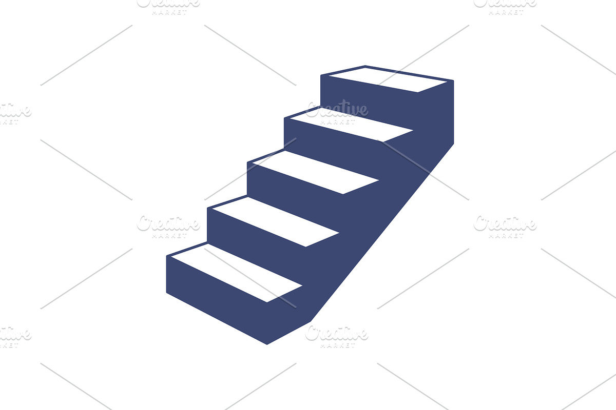 Minimal isometric staircase. Vector, an Object Illustration by GraphiShop