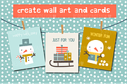 Frosty, snowmen clipart & paper set, a Seasonal Illustration by Poppymoondesign (Thumbnail 3 of 6)