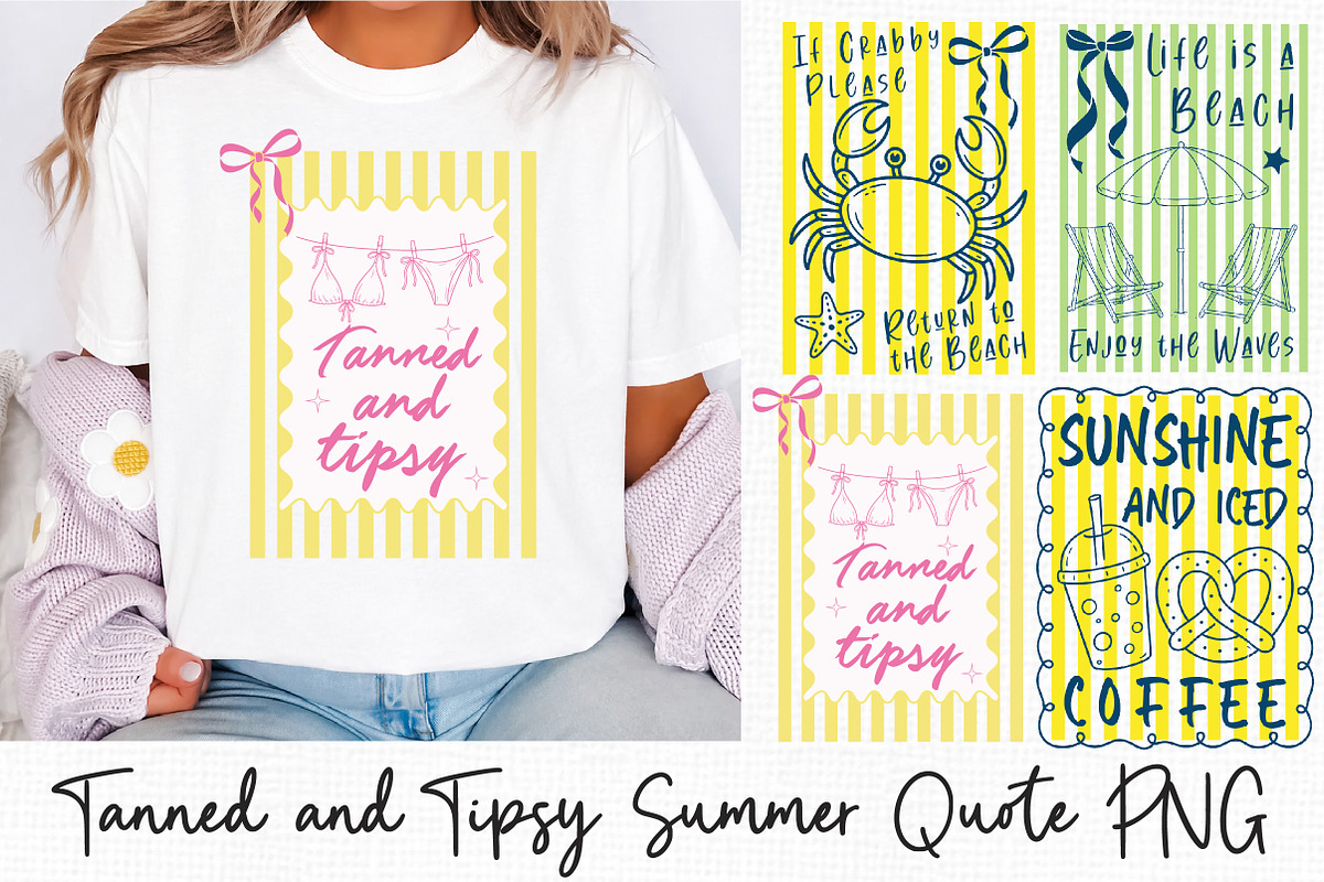 Tanned and Tipsy Summer Quote PNG, an Illustration by Libby Wishes (Photo 1 of 5)