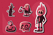 Retro Halloween Sticker Set, a Templates & Theme by studiogstock (Thumbnail 1 of 5)
