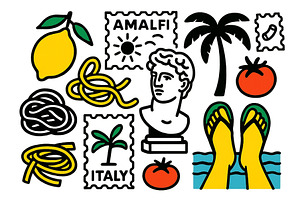 Elements of Amalfi Coast culture, a Food Illustration by ZinetroN